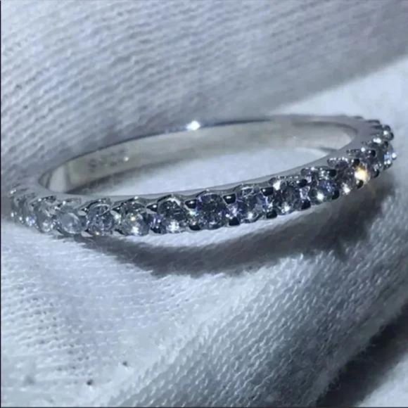 \\NEW\\ FULL ETERNITY 925 STERLING SILVER DIAMOND BAND RING - Picture 5 of 5